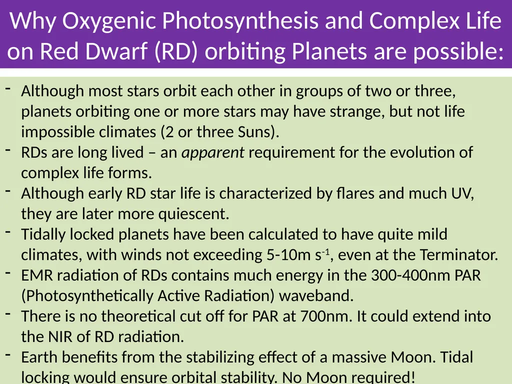 Could Planets orbiting Red Dwarf Stars support - slide 4 of 14