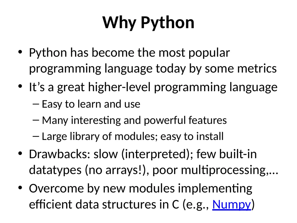 Python & Notebooks for AI Why Python Python has - slide 2 of 6