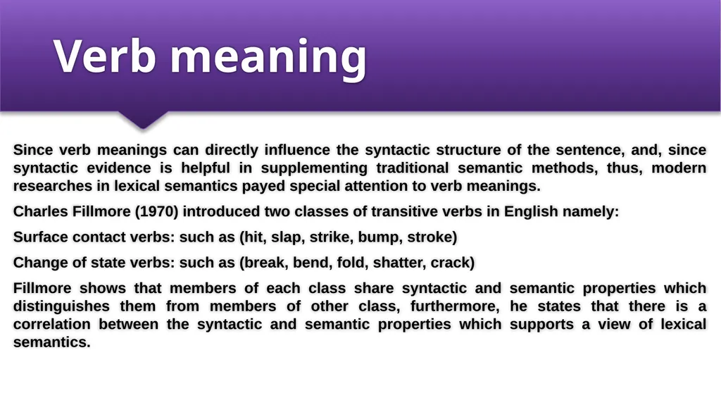 Componential Analysis and Verb Meaning Prepared by - slide 12 of 22