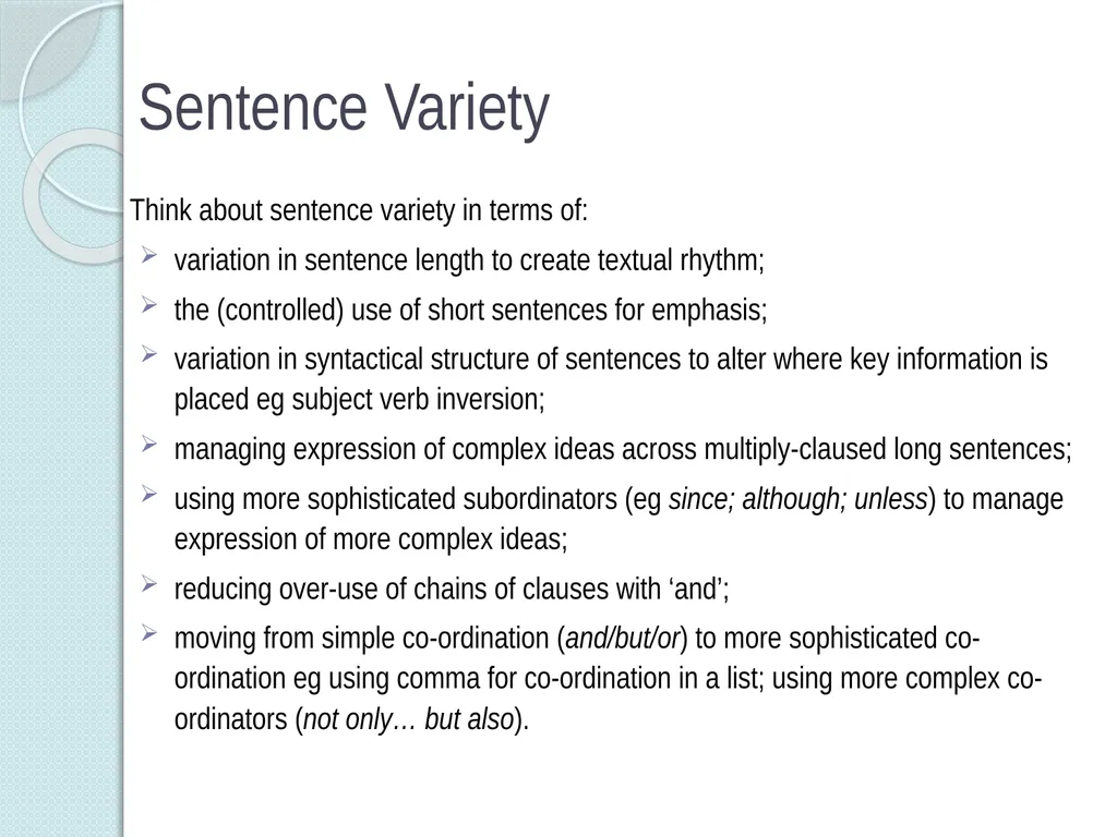 Sentence Variety 1 Sentence Variety Students’ (and - slide 14 of 14
