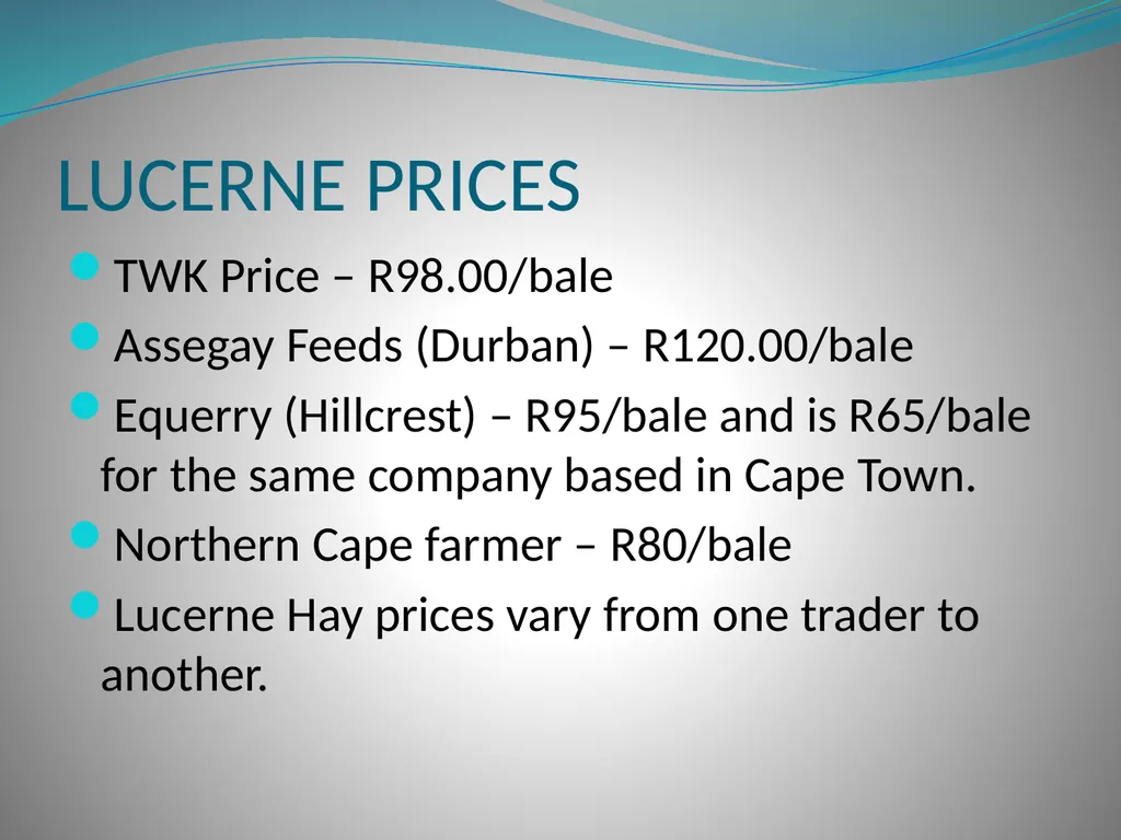 PRODUCTION AND MARKETING OF LUCERNE NTOKOZO - slide 29 of 34