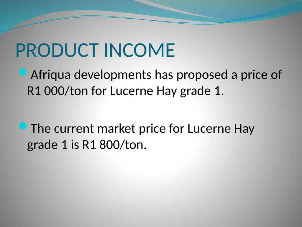 PRODUCTION AND MARKETING OF LUCERNE NTOKOZO - slide 27 of 34