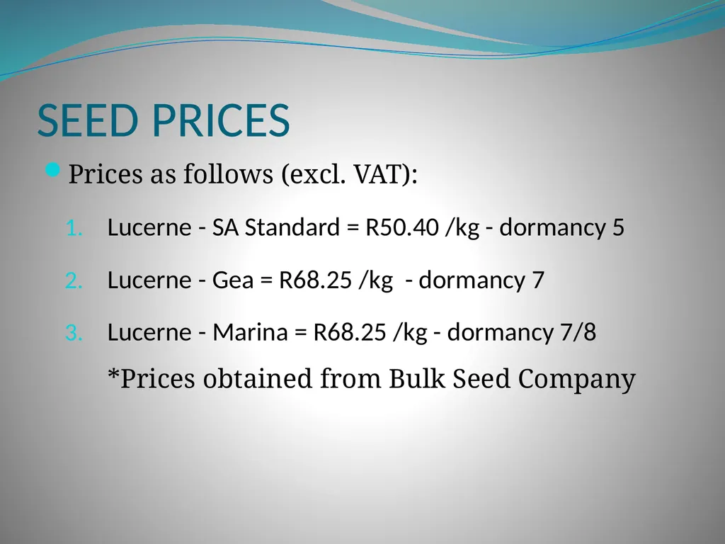 PRODUCTION AND MARKETING OF LUCERNE NTOKOZO - slide 11 of 34