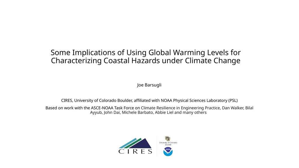 Some Implications of Using Global Warming Levels - slide 1 of 12