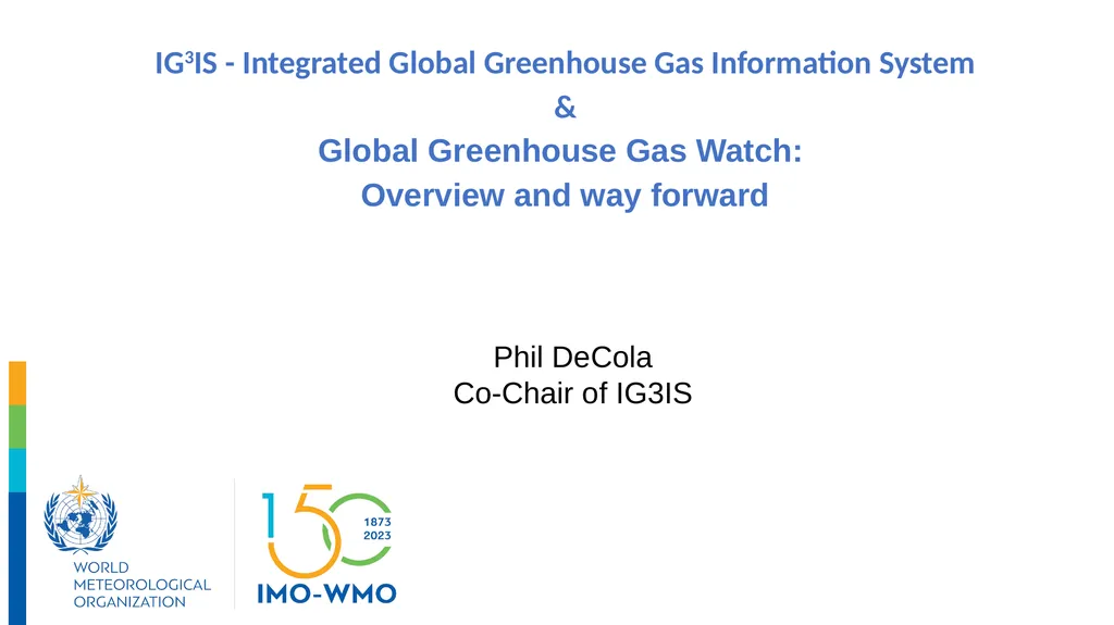 IG3IS - Integrated Global Greenhouse Gas - slide 1 of 12