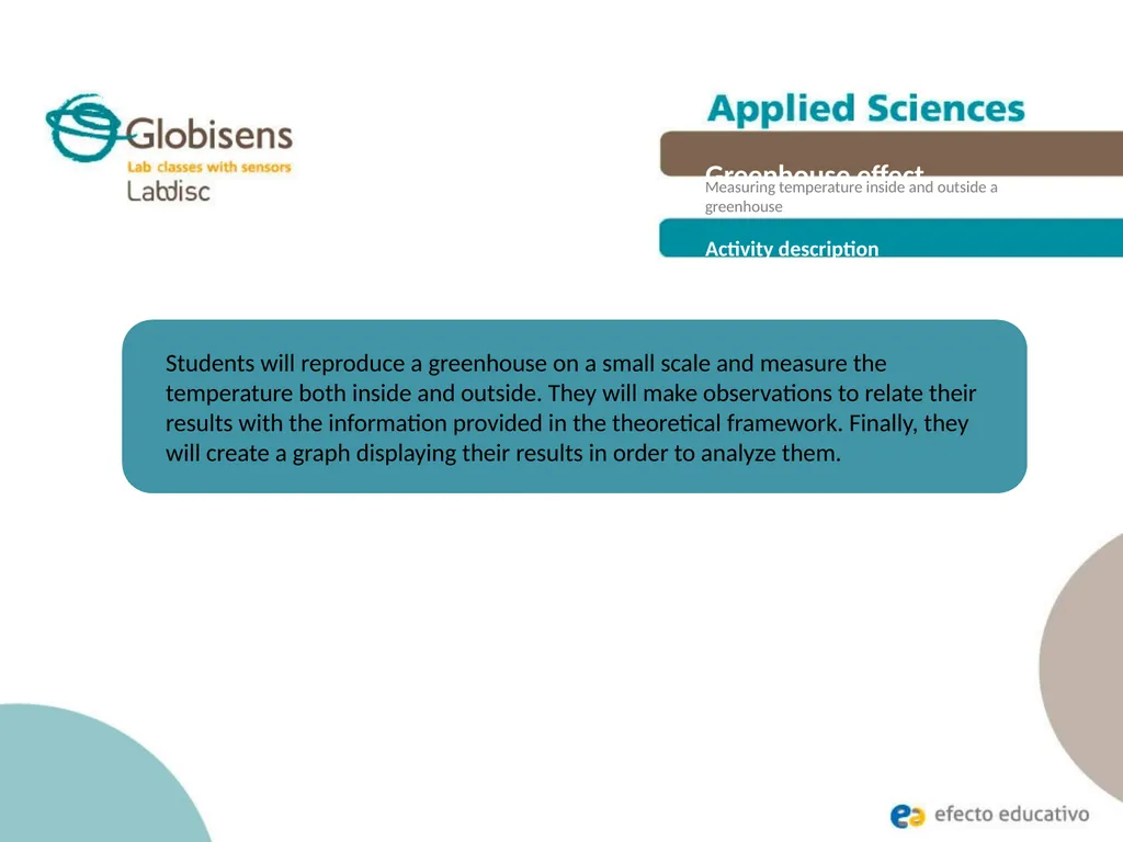 Greenhouse effect Measuring temperature inside and - slide 15 of 30