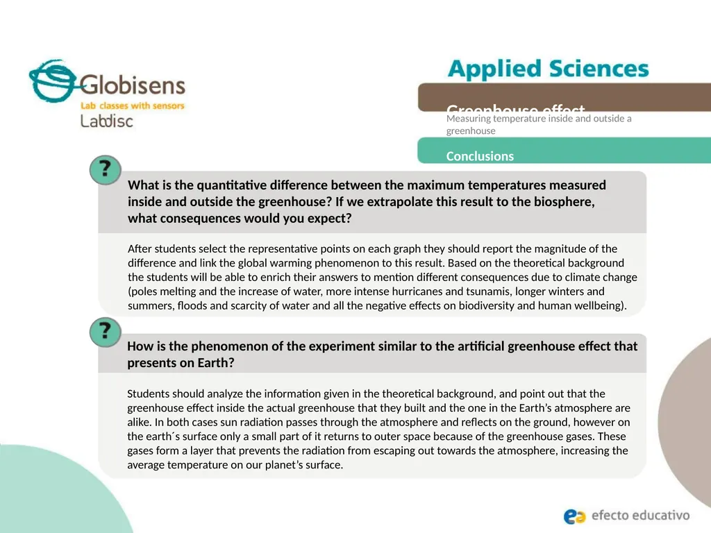 Greenhouse effect Measuring temperature inside and - slide 25 of 30