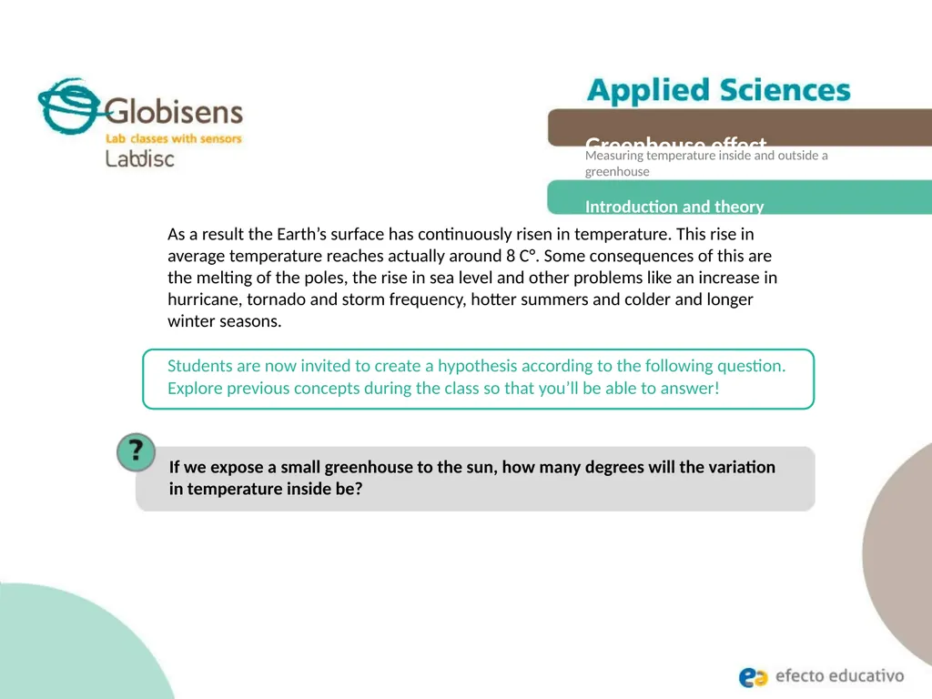 Greenhouse effect Measuring temperature inside and - slide 14 of 30