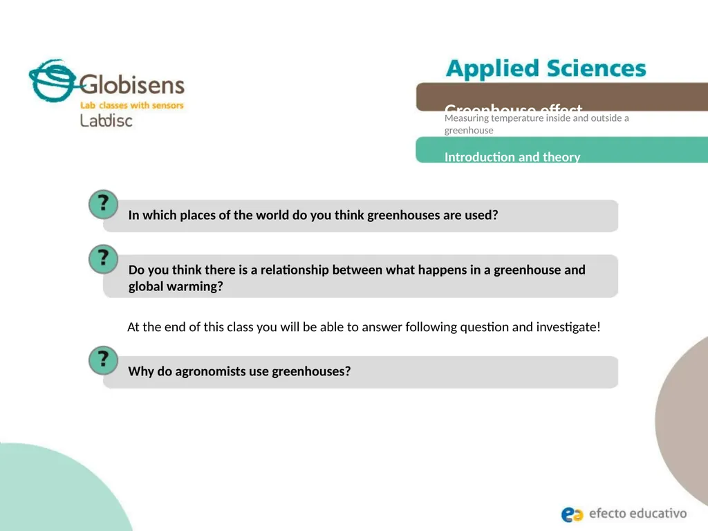 Greenhouse effect Measuring temperature inside and - slide 9 of 30
