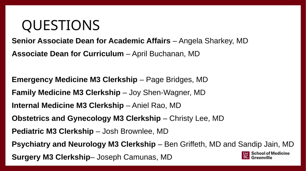 Important information for Clinical faculty April - slide 45 of 46