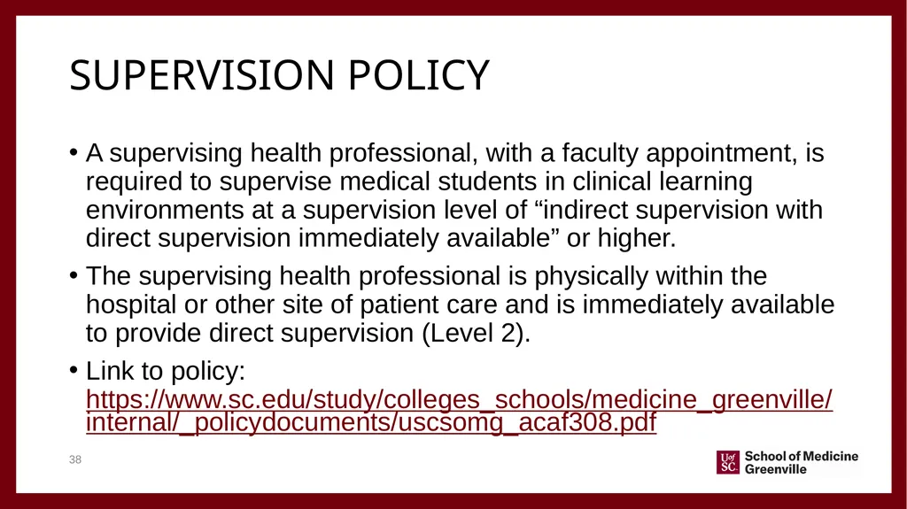 Important information for Clinical faculty April - slide 38 of 46