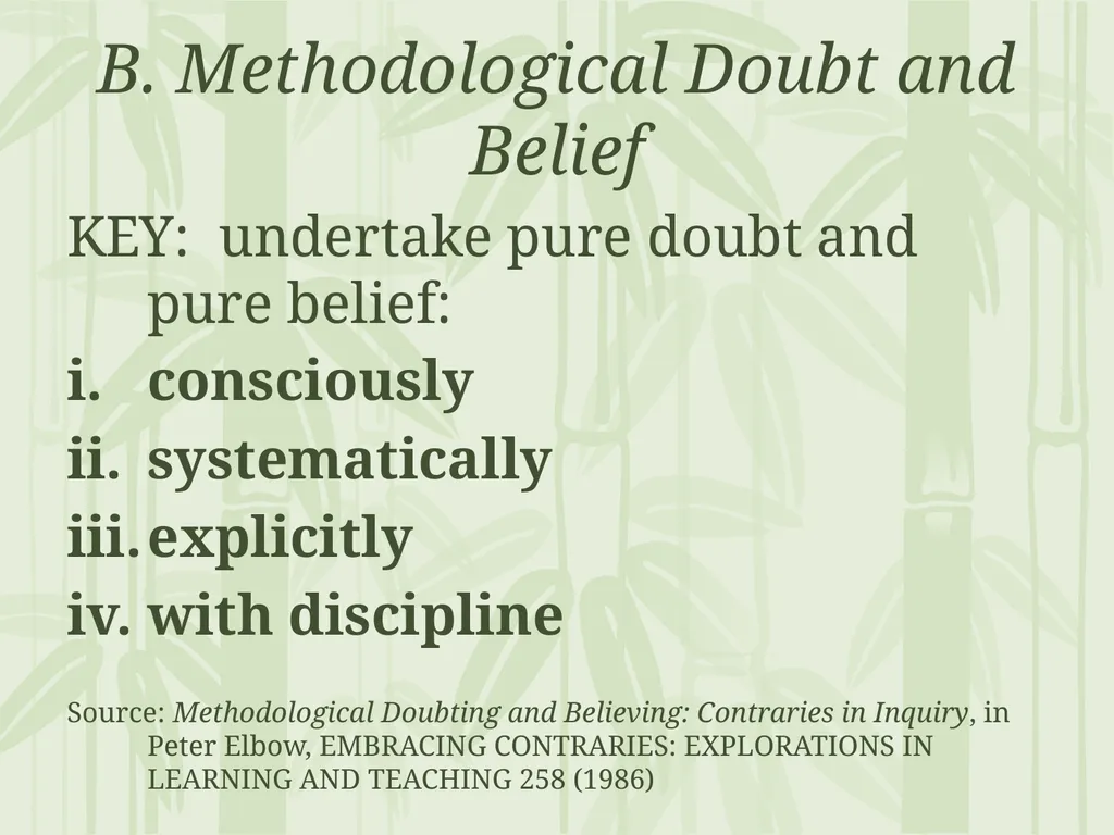 Doubting and Believing: At Rest, Methodological - slide 6 of 25