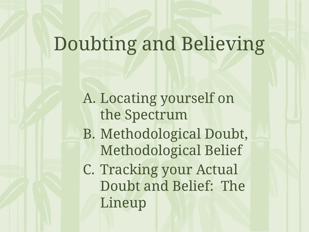 Doubting and Believing: At Rest, Methodological - slide 2 of 25