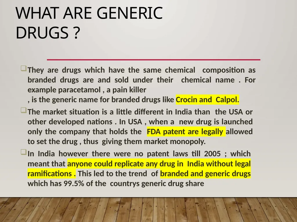 GENERIC DRUGS PRODUCT DEVELOPMENT GENERIC DRUG A - slide 3 of 20
