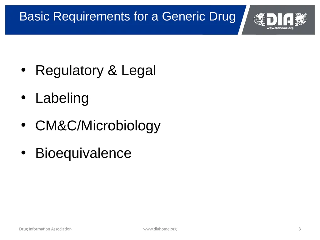 Development & The US FDA Approval of Generic Drugs - slide 8 of 35