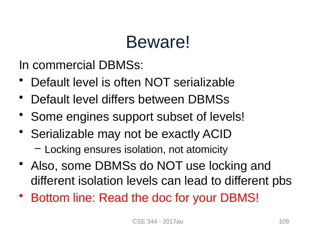Introduction to Data Management CSE 344 Unit 7: - slide 109 of 111
