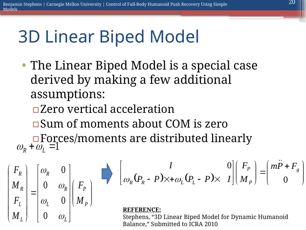 Control of Full Body Humanoid Push Recovery Using - slide 20 of 64