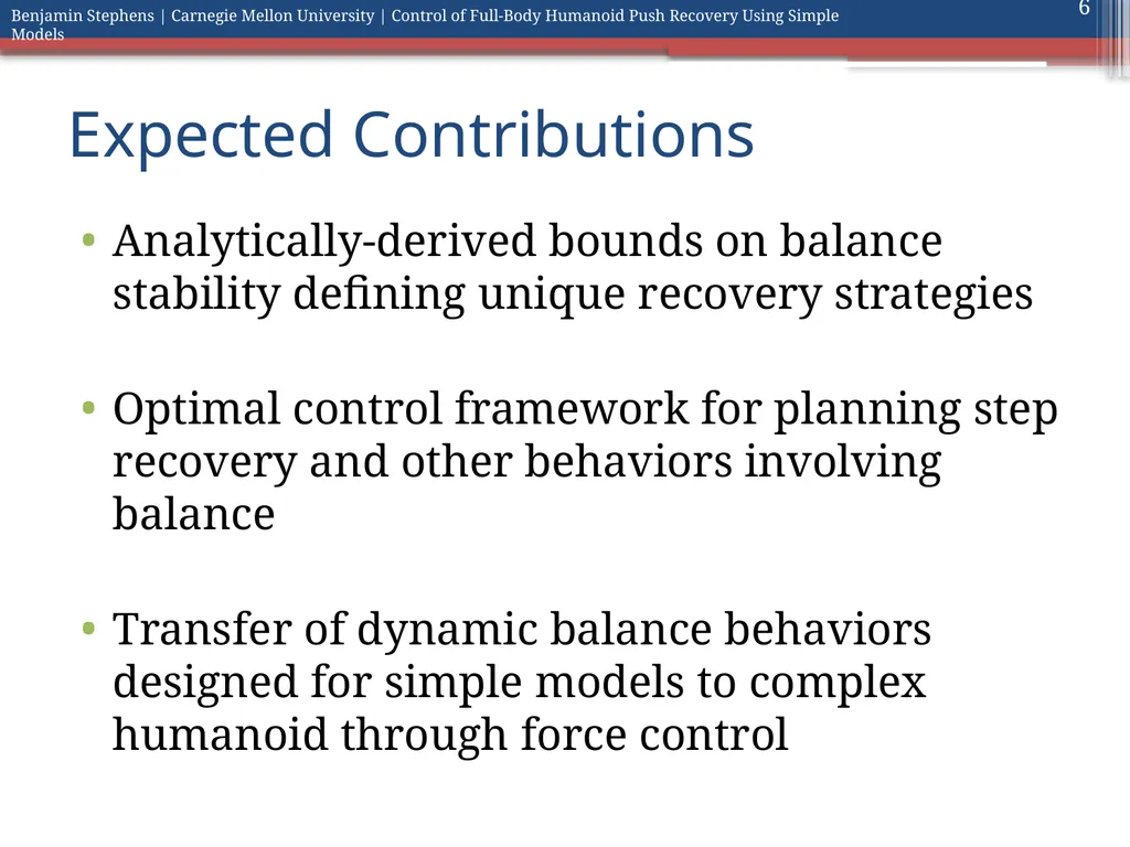 Control of Full Body Humanoid Push Recovery Using - slide 6 of 64