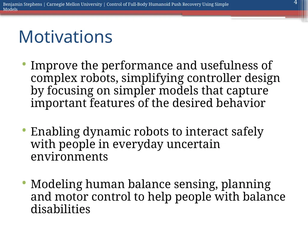 Control of Full Body Humanoid Push Recovery Using - slide 4 of 64