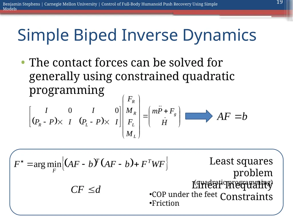 Control of Full Body Humanoid Push Recovery Using - slide 19 of 64