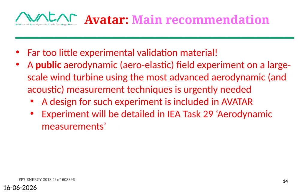 AVATAR project Advanced Aerodynamic Tools for - slide 14 of 16