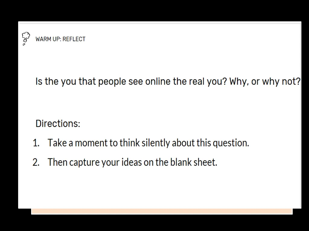 Real Self v Online Self Students will be able to: - slide 5 of 13