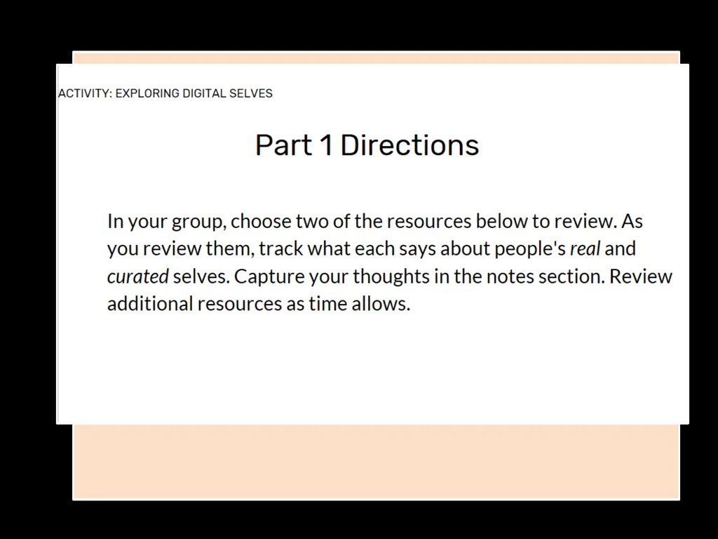 Real Self v Online Self Students will be able to: - slide 8 of 13