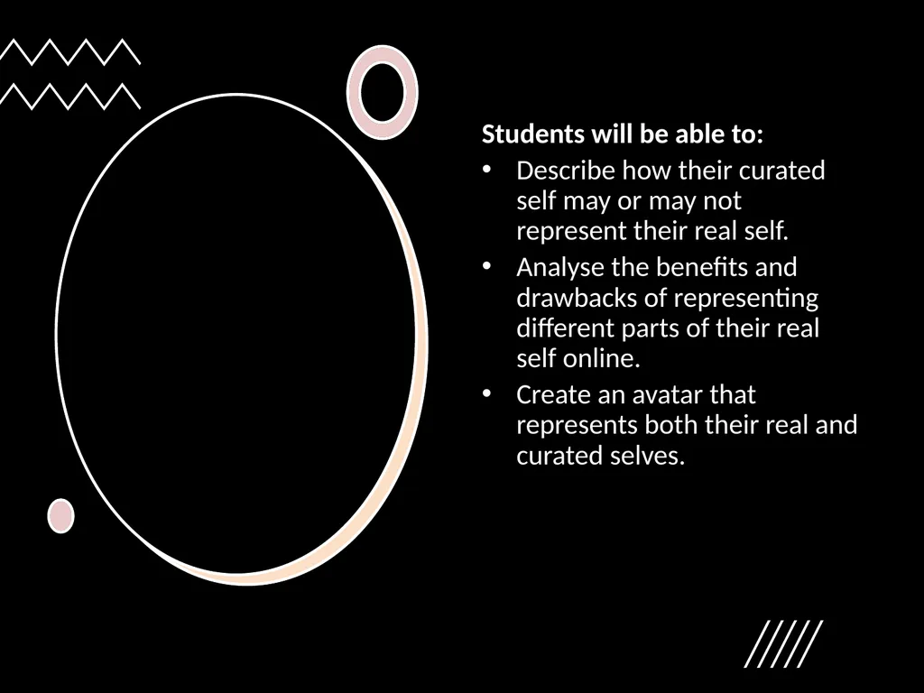 Real Self v Online Self Students will be able to: - slide 2 of 13