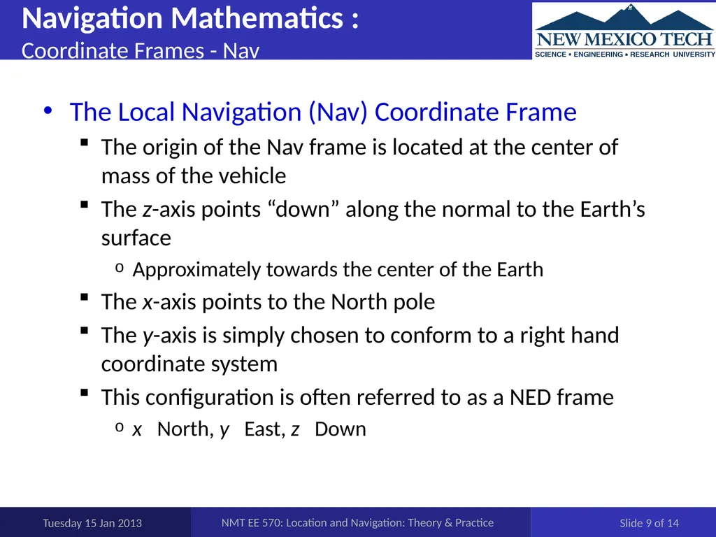 EE 570: Location and Navigation: Theory & Practice - slide 9 of 14