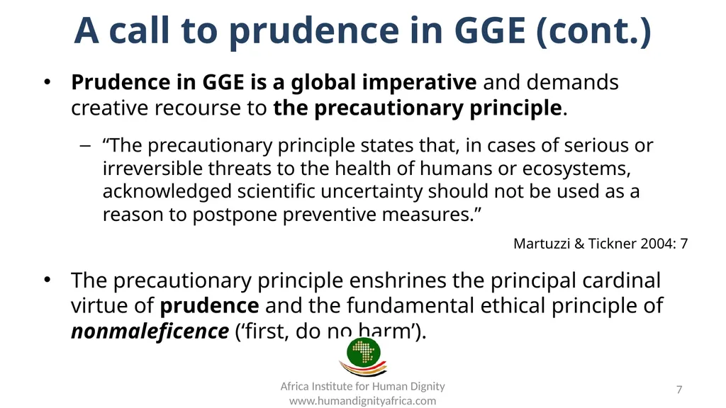 Prudence in Germline Gene Editing The Urgent Need - slide 7 of 20
