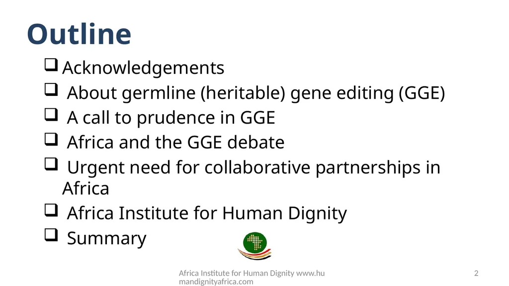 Prudence in Germline Gene Editing The Urgent Need - slide 2 of 20