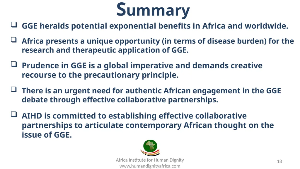 Prudence in Germline Gene Editing The Urgent Need - slide 18 of 20