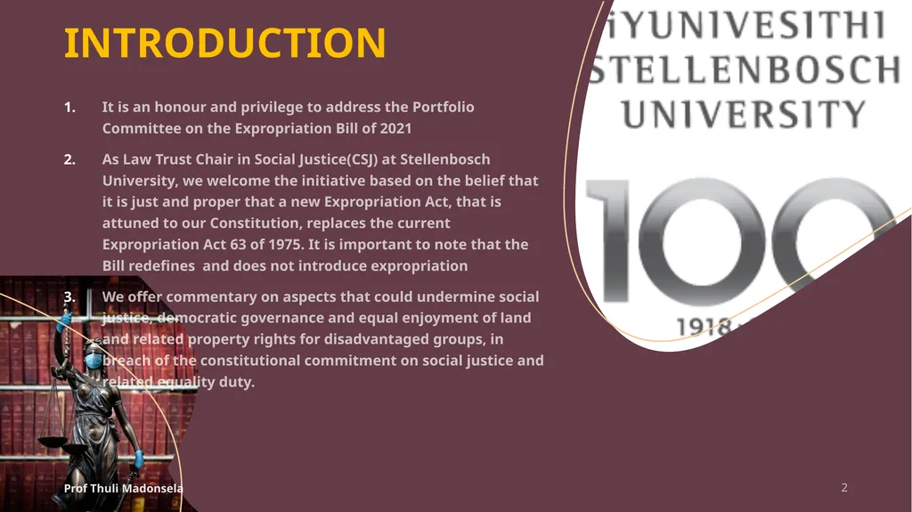 EXPROPRIATION BILL SUBMISSION Presented by Prof - slide 2 of 10