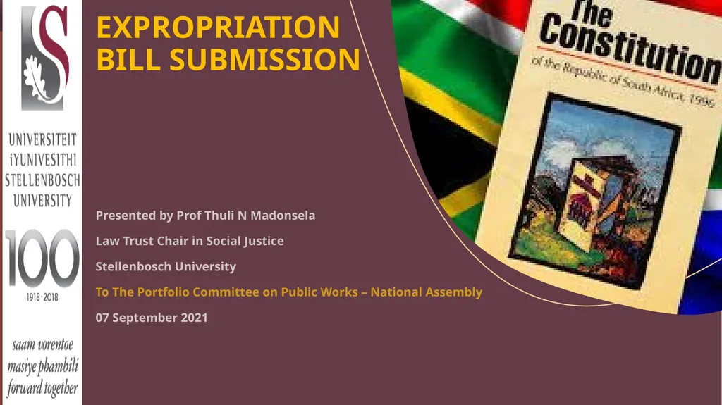 EXPROPRIATION BILL SUBMISSION Presented by Prof