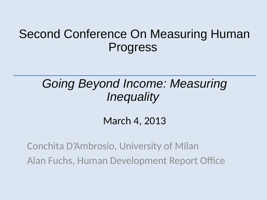 Second Conference On Measuring Human Progress - slide 1 of 28