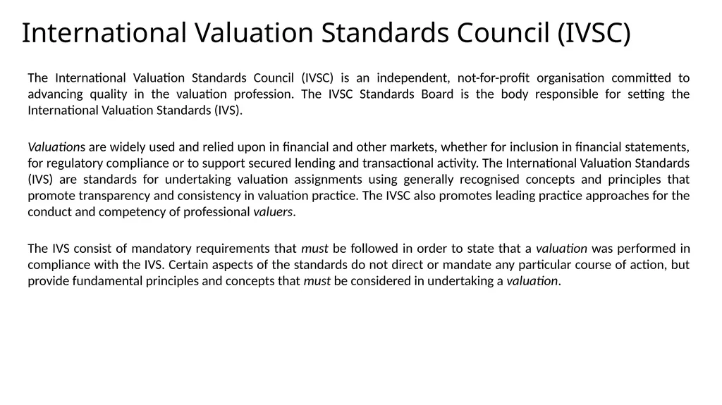 International Valuation Standards: Bangladesh - slide 6 of 28