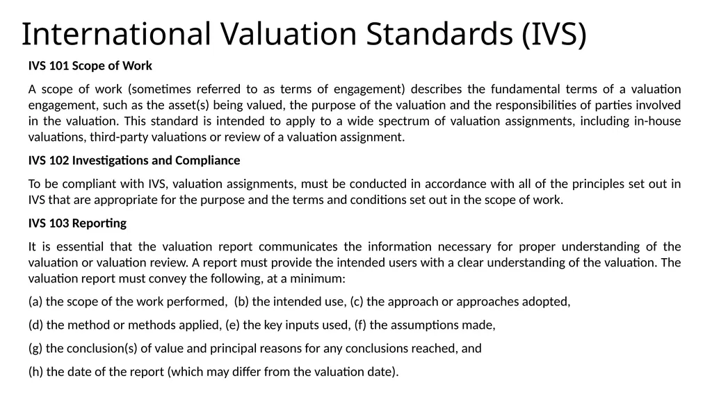 International Valuation Standards: Bangladesh - slide 9 of 28