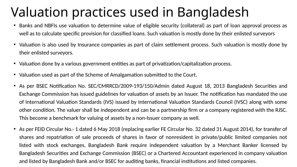 International Valuation Standards: Bangladesh - slide 4 of 28