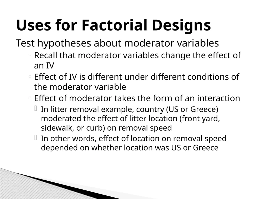 True Experiments: Multifactorial Designs Also - slide 36 of 37