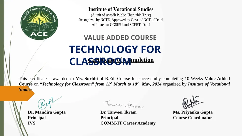 VALUE ADDED COURSE Certificate of Completion This - slide 15 of 24