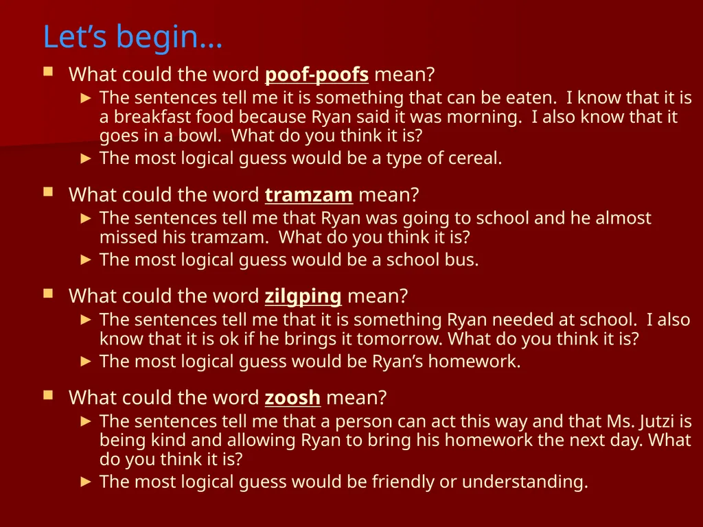 Context Clues: You be the Detective Context Clues - slide 11 of 14