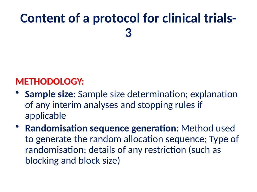 Elements of a clinical trial research protocol - slide 6 of 25