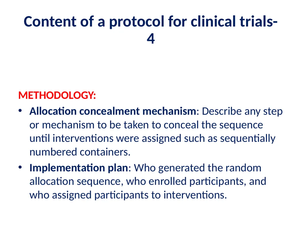 Elements of a clinical trial research protocol - slide 7 of 25