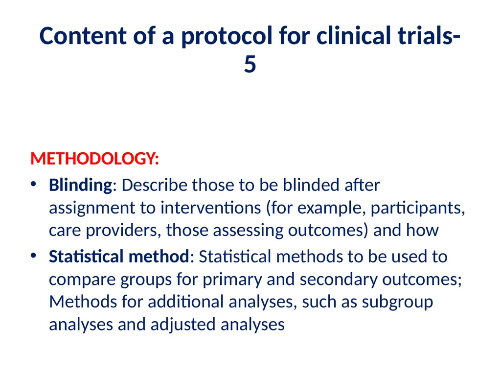 Elements of a clinical trial research protocol - slide 8 of 25