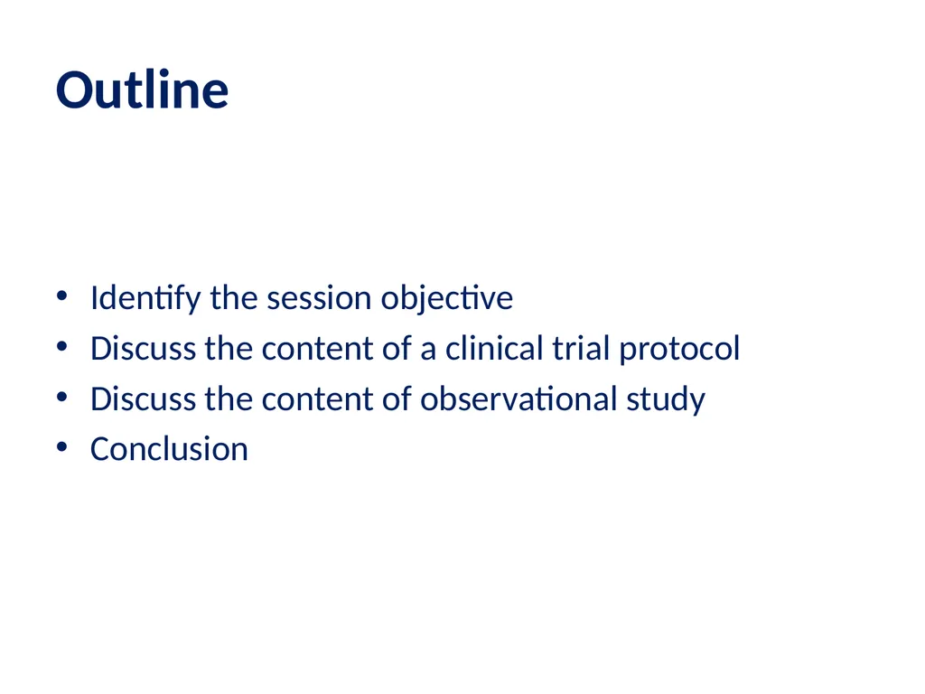 Elements of a clinical trial research protocol - slide 2 of 25