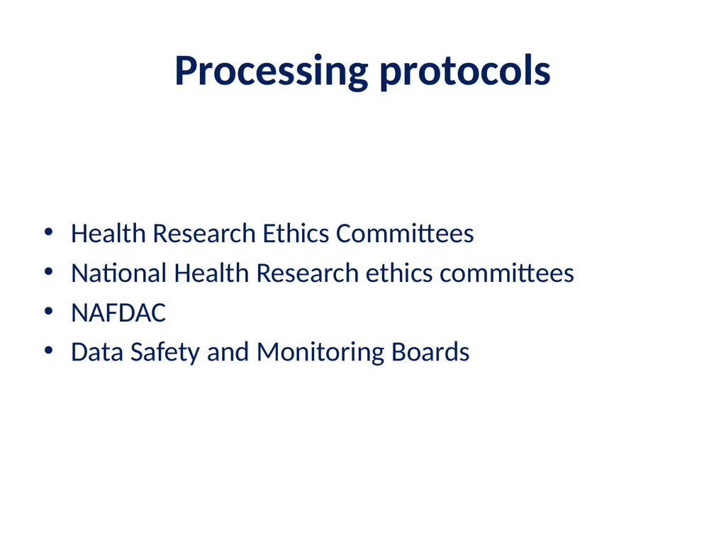Elements of a clinical trial research protocol - slide 18 of 25