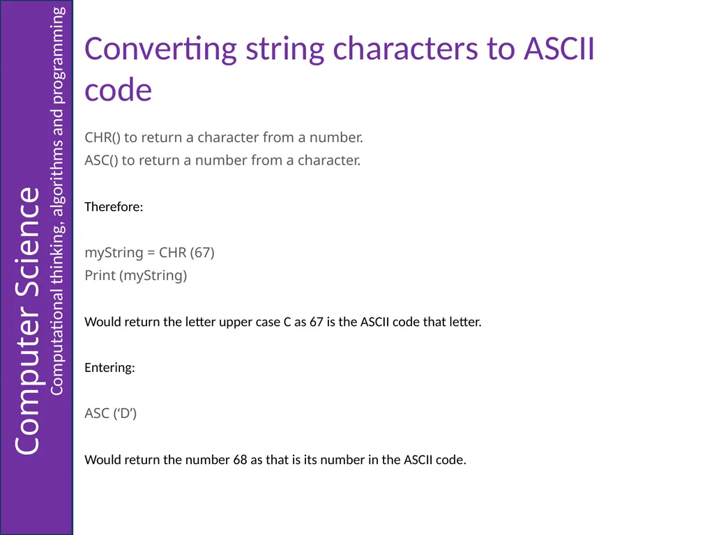 Representing Characters 2.6 – Representing Data - slide 9 of 12