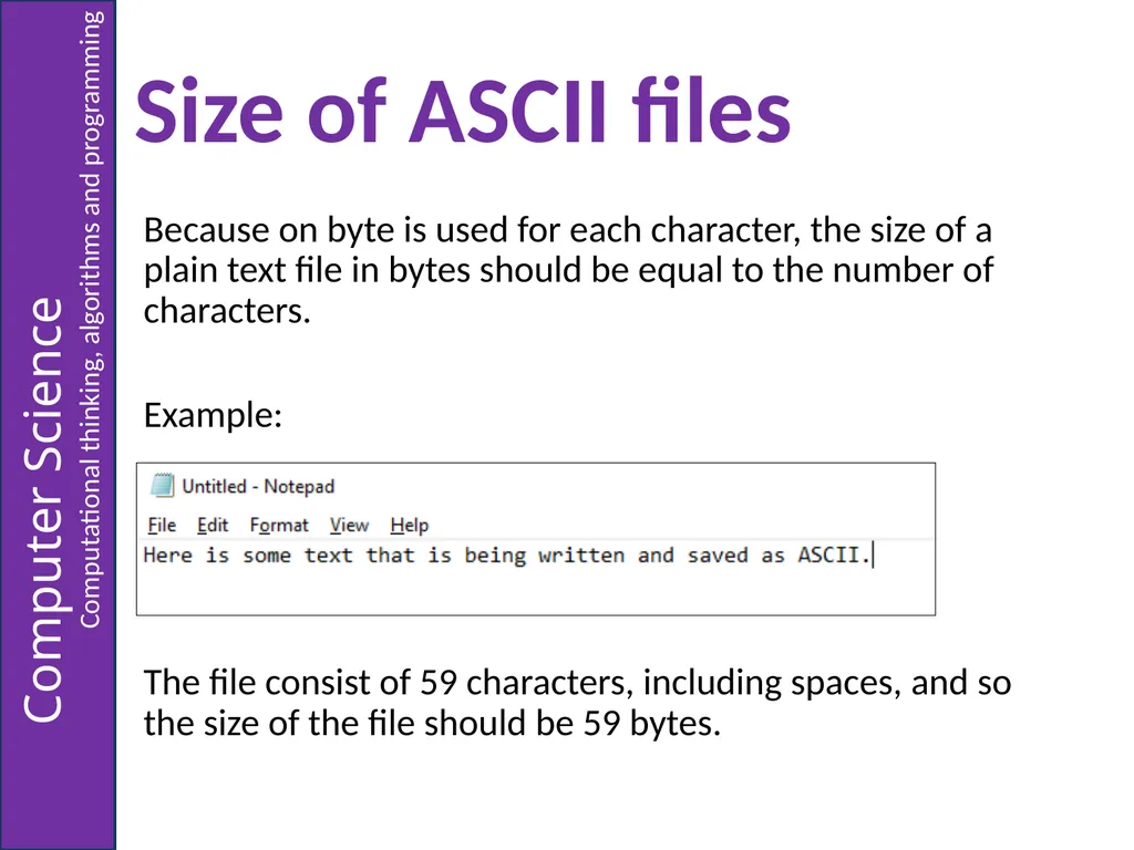 Representing Characters 2.6 – Representing Data - slide 10 of 12
