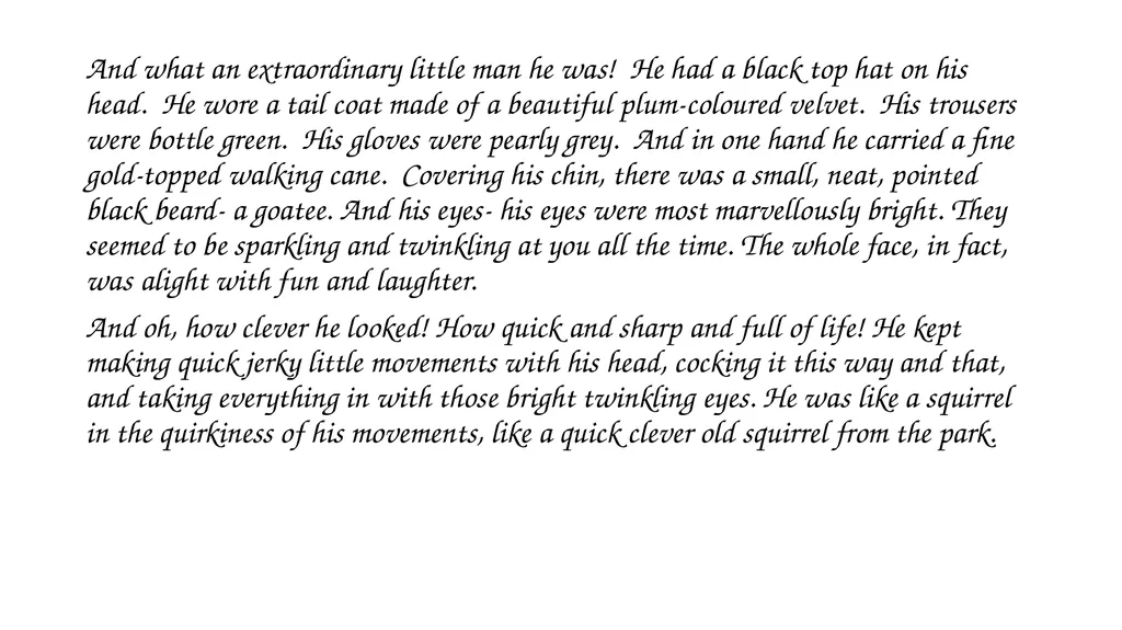 I can write a character description. What do we - slide 4 of 9