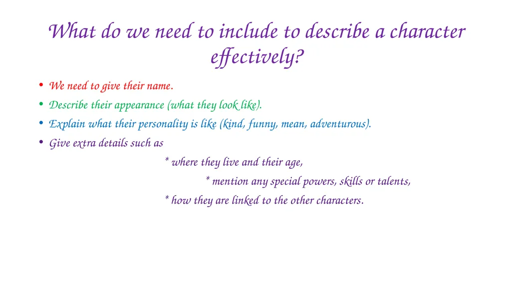 I can write a character description. What do we - slide 2 of 9
